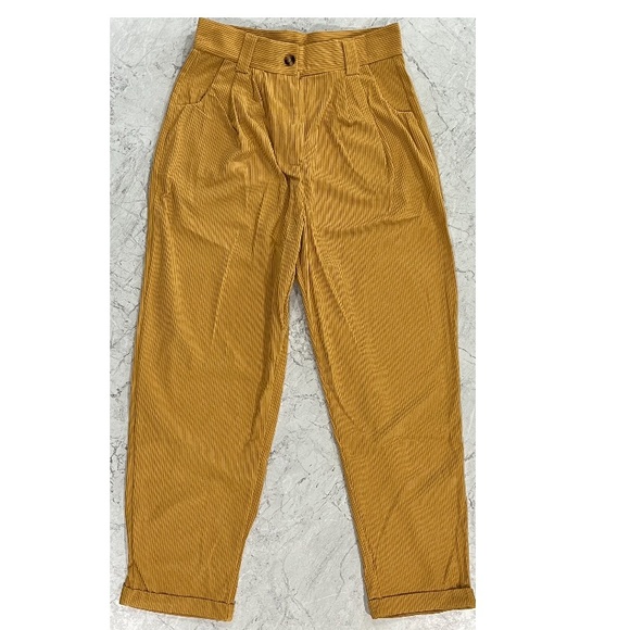 Amazing Brown Corduroy 90’s Style High-Rise Single Pleated Retro Pants! - Picture 2 of 6